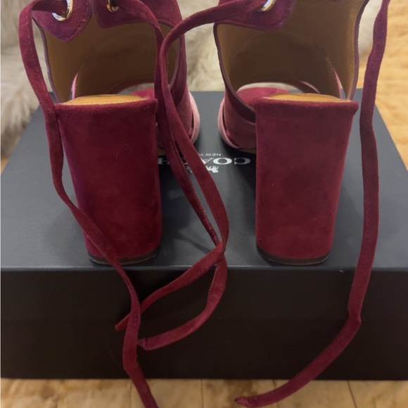 Coach Minetta Burgundy and Pink Heeled Sandals - Picture 7 of 8